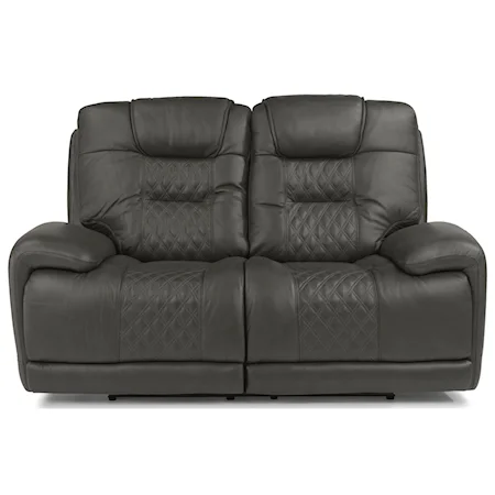 Contemporary Power Reclining Loveseat with Power Headrest and Lumbar